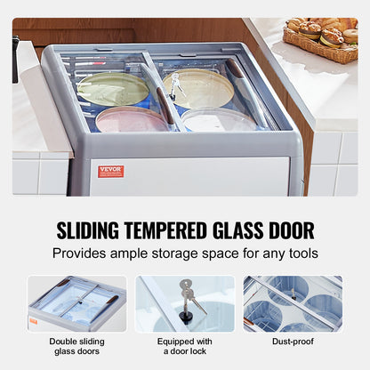 Ijsvitrine – Schepijsvitrine – Koelvitrine – Ijsdisplay – Vriesvitrine – 158 Liter Inhoud – Instelbare Temperatuur -26°C tot -13°C