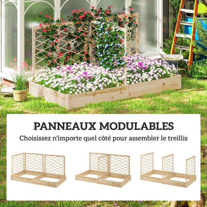Bloembak – Plantenbak – Tuinbak – Plantenbak Met Klimrek – Bloembak Hout – Verhoogd Tuinbed – Natuurlijk Gelakt Dennenhout – 222x114x109 cm