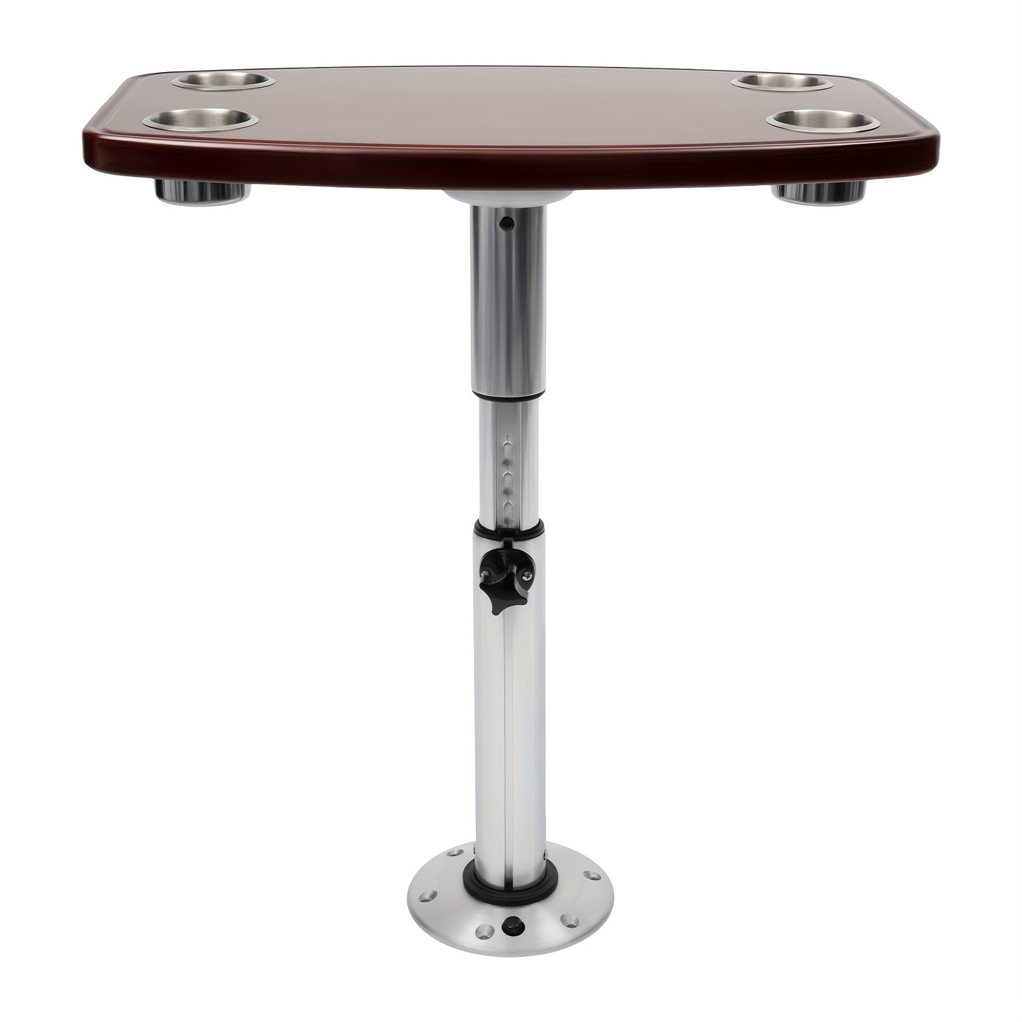 Verstelbare Tafel – Kampeertafel – Caravantafel – Boottafel – Campertafel – Eikenhouten Blad – 4 Bekerhouders – Hoogte Verstelbaar 56,5-72 cm