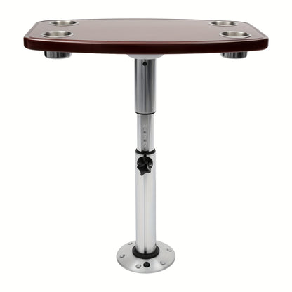 Verstelbare Tafel – Kampeertafel – Caravantafel – Boottafel – Campertafel – Eikenhouten Blad – 4 Bekerhouders – Hoogte Verstelbaar 56,5-72 cm