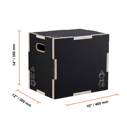 Plyobox – Jump Box – Plyometrische Box – Step Up Box – Fitness Platform – Houten Verstelbare Plyo Box – 3 Hoogtes 16/14/12 Inch – Antislip Oppervlak