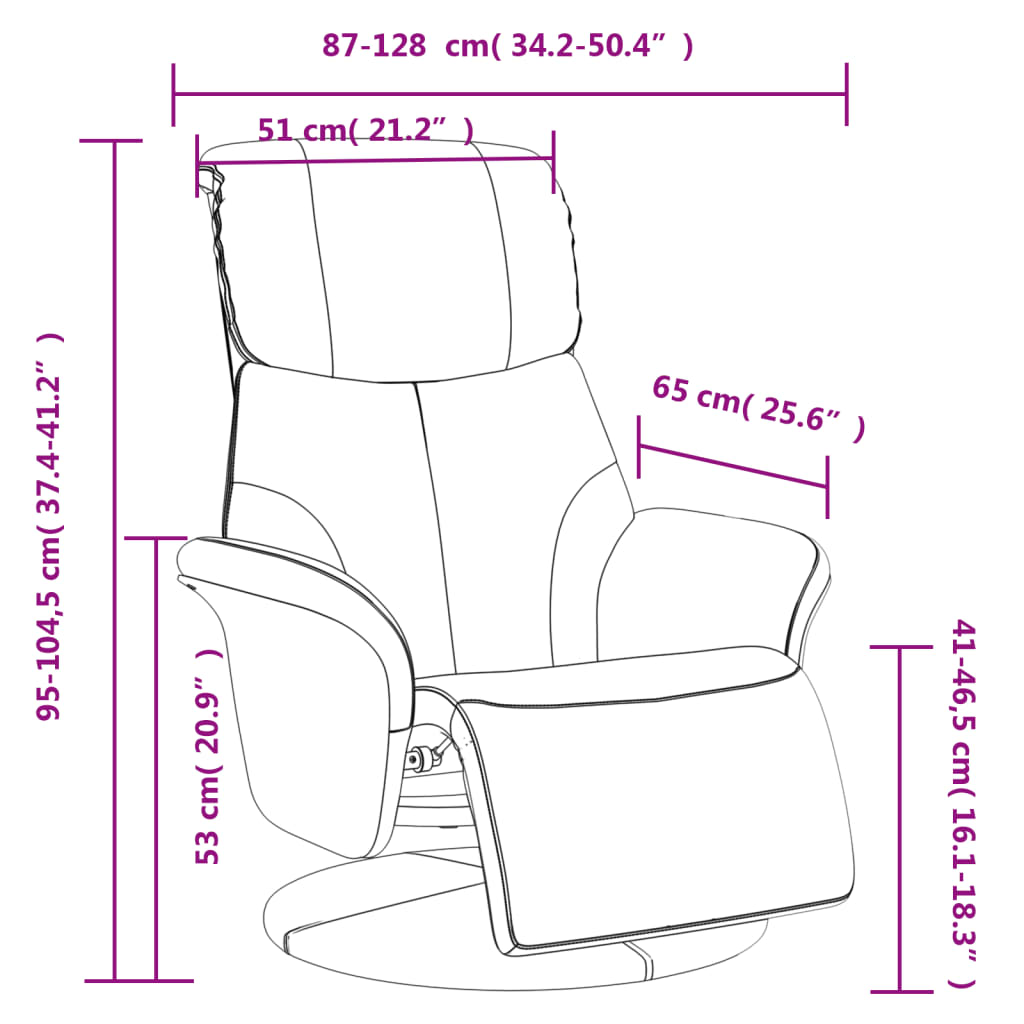 Relaxfauteuil – Relaxstoel – Draaifauteuil – Verstelbare Fauteuil – Loungefauteuil – 360 Graden Draaibaar – Verstelbare Rugleuning 105-125° – Kunstleren Bekleding