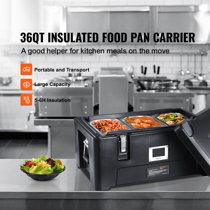 Food Pan Carrier – Geïsoleerde Maaltijdbox – Catering Box – Warmhoudbox – Stapelbare Voedselcontainer – 36 QT Inhoud – 4-6 Uur Warmte Isolatie