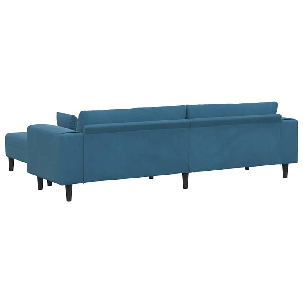 Bankstel – Bank – Hoekbank – Tweezitsbank – Velvet Sofa – Wijnrood – Inclusief Ottomaan – Stevig Houten Frame