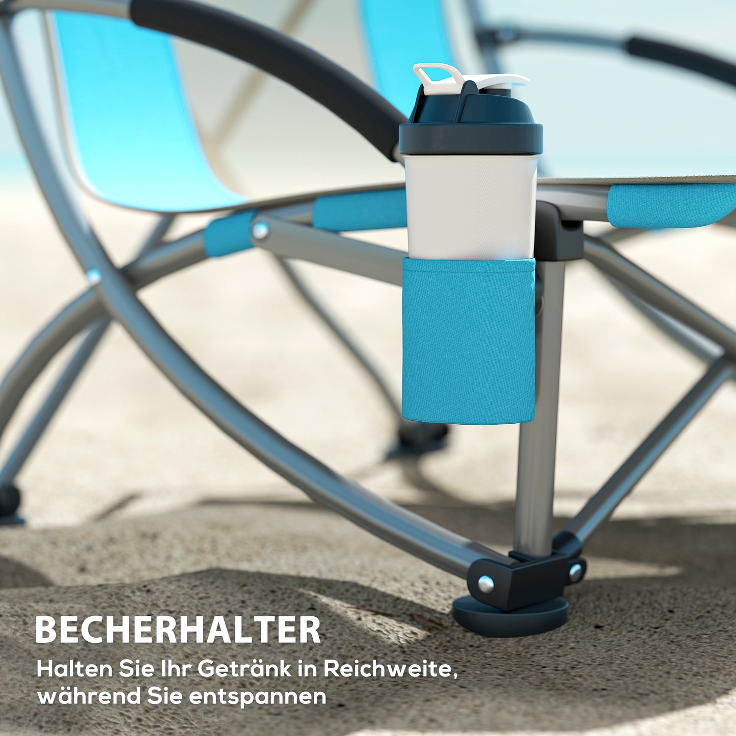 Vouwstoel Campingstoel Klapstoel Tuinstoel Strandstoel – Set Van 2 – Mesh Rugleuning – Inclusief Bekerhouder – Stevig IJzerframe – Draagkracht 120 Kg – Blauw