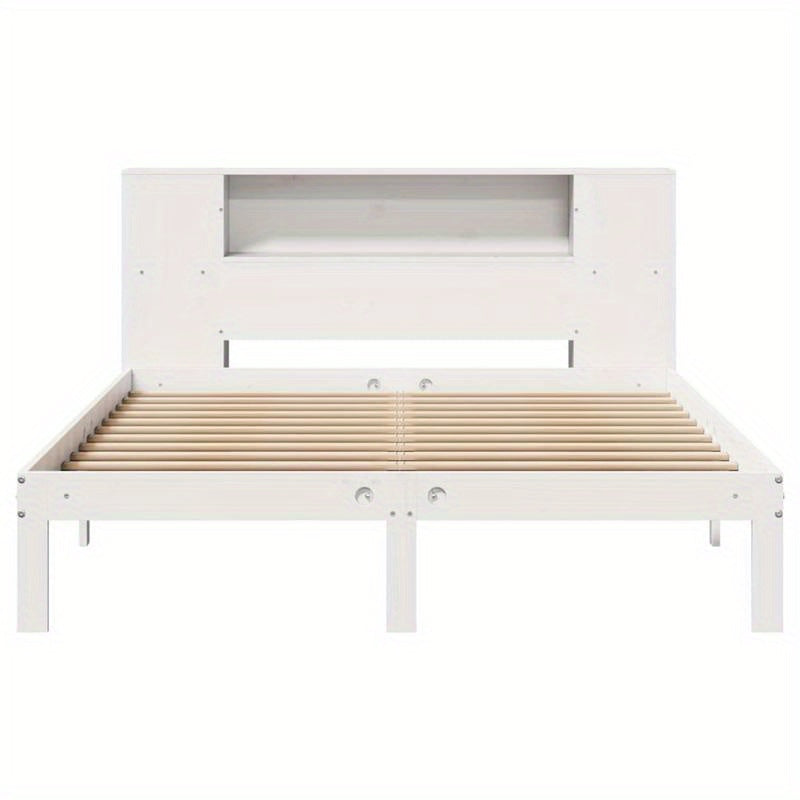 Bedframe – Boekenkastbed – Eenpersoonsbed – Slaapbed – Kinderbed – Wit – Massief Dennenhouten Frame – 120x200 cm – Ruimtebesparend – Eenvoudige Montage
