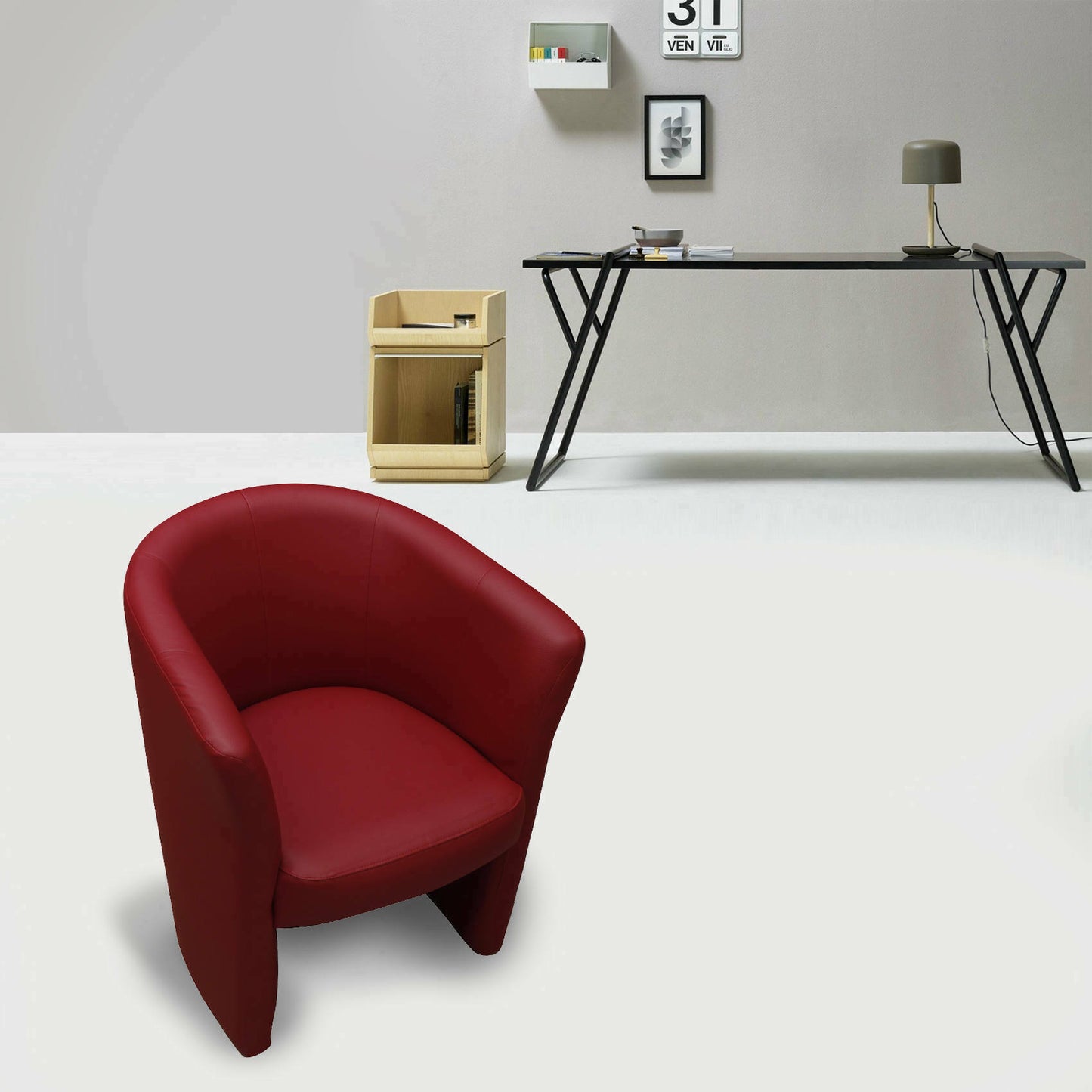 Dpanett Armchair, Upholstered Living Room Chair, Padded Seat with Eco-Leather Armrests, 64x63x76 cm, Available in 5 Colors