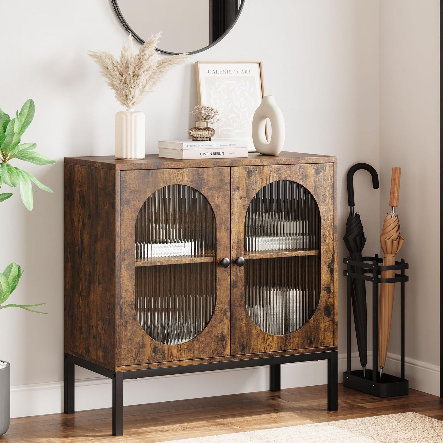 80.01cm Modern Rattan Storage Buffet Cabinet with Adjustable Shelves - -Standing Sideboard Suitable for, Dining Room, Entryway - Wood Tone Pantry Cabinet, Assembly Required