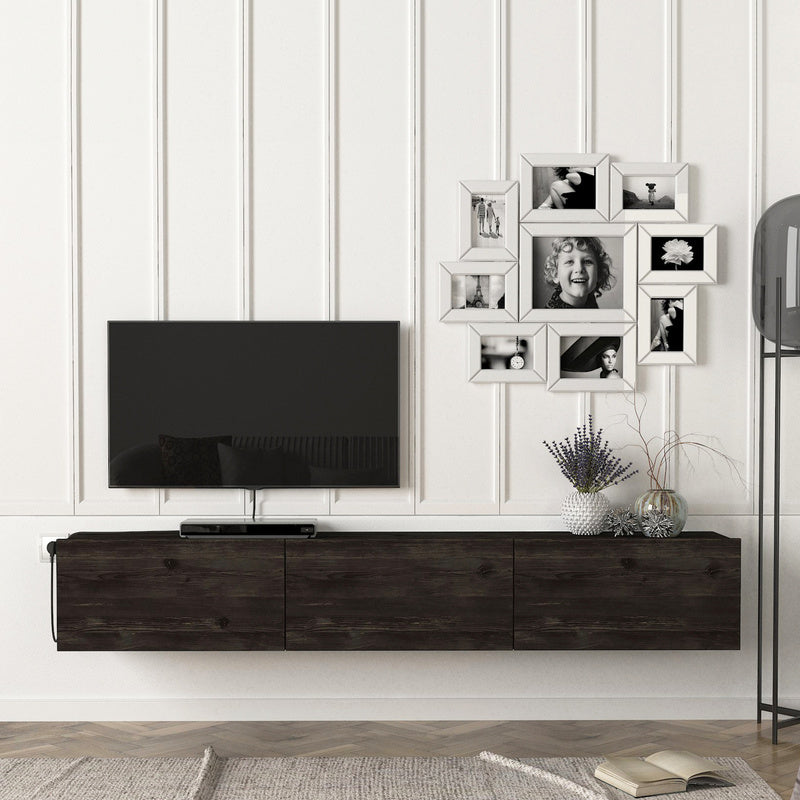 TV Meubel – TV Kast – TV Dressoir – Mediameubel – Hangend TV Meubel – Eiken – 180x31x29,5 cm – 3 Opslagvakken