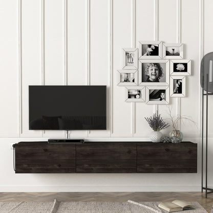 TV Meubel – TV Kast – TV Dressoir – Mediameubel – Hangend TV Meubel – Eiken – 180x31x29,5 cm – 3 Opslagvakken