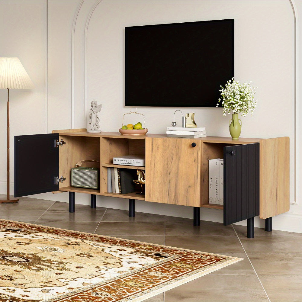 TV Meubel – TV Kast – Televisie Meubel – Mediameubel – Dressoir – Zwart met houtkleur – 160 cm breed – MDF materiaal