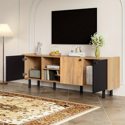TV Meubel – TV Kast – Televisie Meubel – Mediameubel – Dressoir – Zwart met houtkleur – 160 cm breed – MDF materiaal