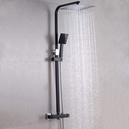 Regendouche Systeem – Douchekolom – Regendouchekop – Handdouche – Douche Set – Roestvrij Staal – Wandmontage – Zwart Mat – Waterbesparend – Luxe Vierkant Design