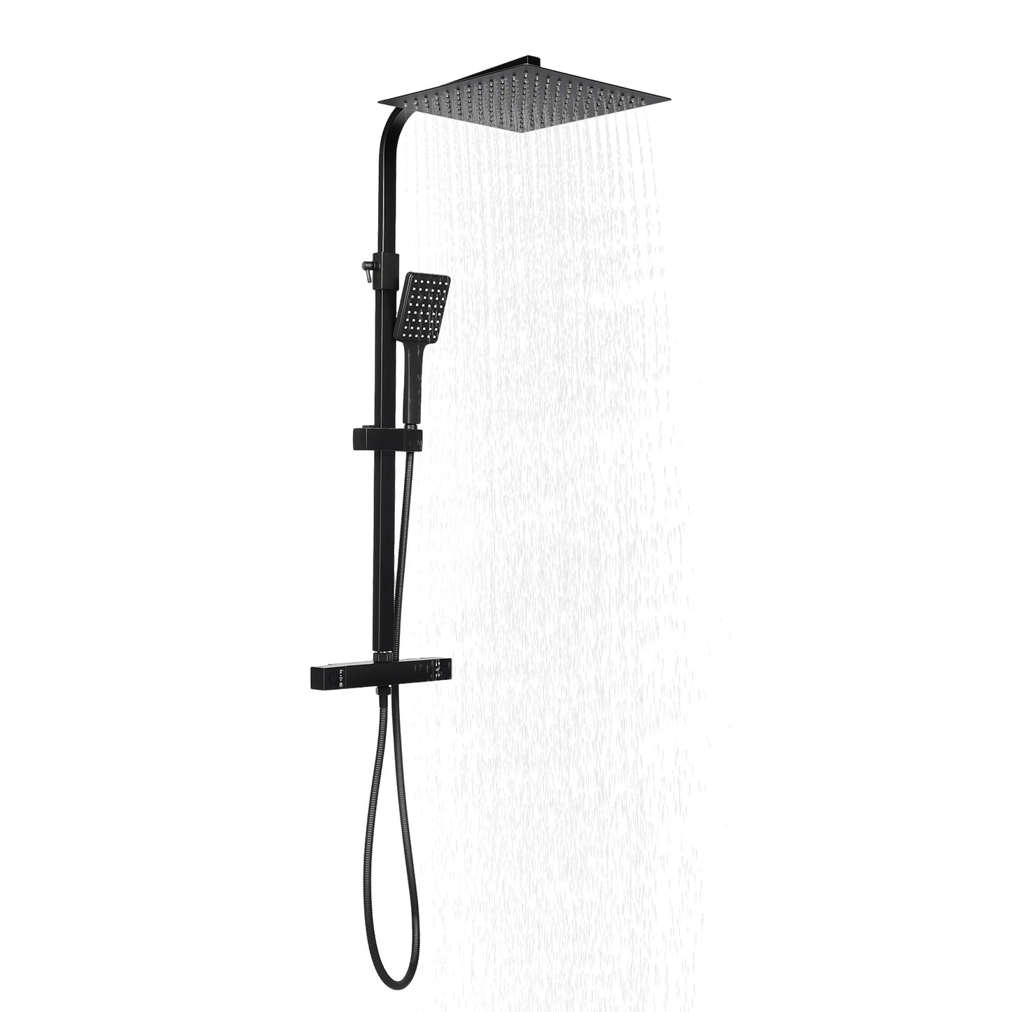 Douchekopset – Douchekop – Doucheset – Handdouche – Regendouche – Zwart – 30 cm – Thermostatisch – Hoge Druk