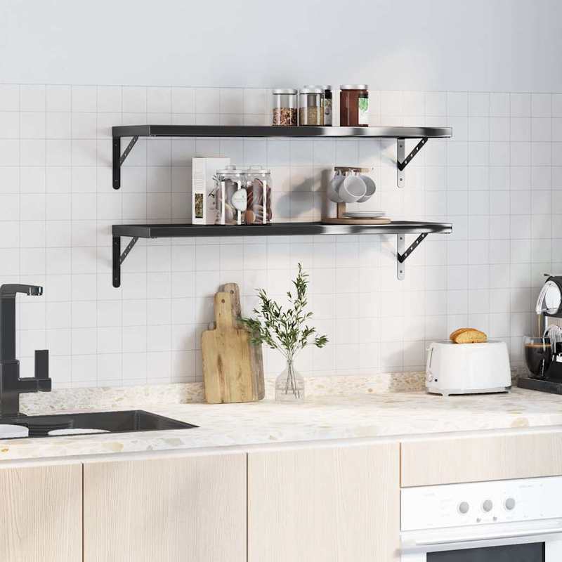 Wandplank – Wandrek – Boekenplank – Muurplank – Zwevende Plank – Roestvrij Staal – 100x30x3 cm – Zwarte Coating – Maximale Draagkracht 50 kg