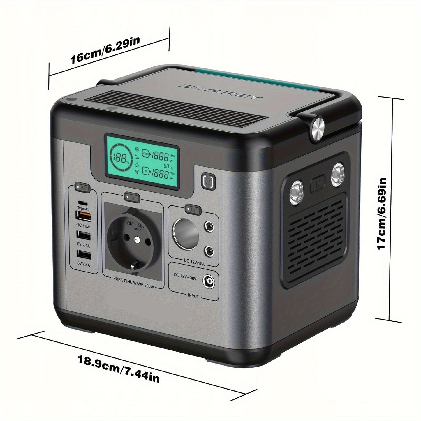 Draagbare Power Station – Mobiele Energiecentrale – Accupack – Noodstroomvoorziening – Op Reis – 518Wh Batterij – 500W AC Uitgang