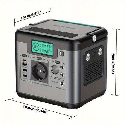Draagbare Power Station – Mobiele Energiecentrale – Accupack – Noodstroomvoorziening – Op Reis – 518Wh Batterij – 500W AC Uitgang