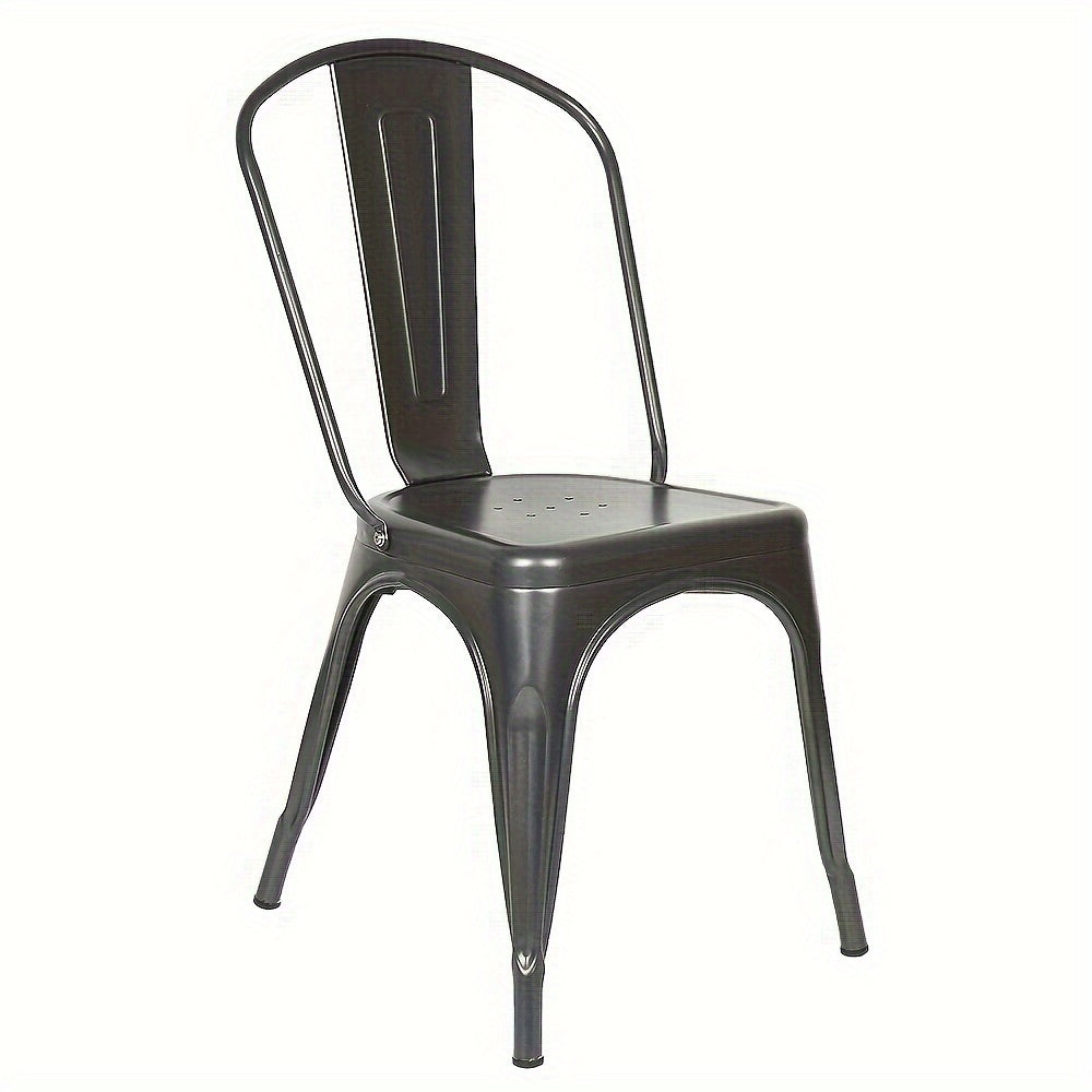 Industriële Bistro Stoelen – Eetkamerstoelen – Metaal Stoelen – Café Stoelen – Keukenstoelen – Set van 4 – Met Rugleuning – Stevig Roestvrij Staal – Zithoogte 44 cm – Vintage Design – Gemakkelijk Schoon Te Maken