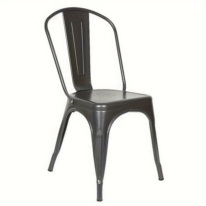 Industriële Bistro Stoelen – Eetkamerstoelen – Metaal Stoelen – Café Stoelen – Keukenstoelen – Set van 4 – Met Rugleuning – Stevig Roestvrij Staal – Zithoogte 44 cm – Vintage Design – Gemakkelijk Schoon Te Maken