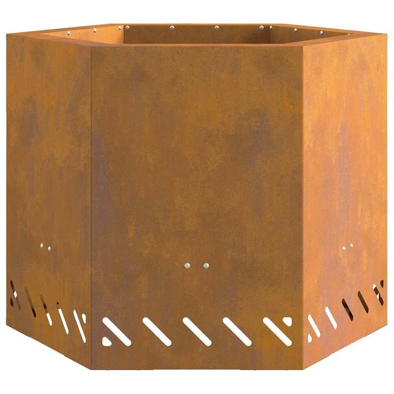 Large Rectangular Brown Metal Fire Pit - 58x58x51cm Outdoor Indoor Patio Heater, Durable Modern Design for Garden, Terrace & Winter Heating, Cozy Gatherings - Compatible with Firewood & Log Burners (No Ignition System Include