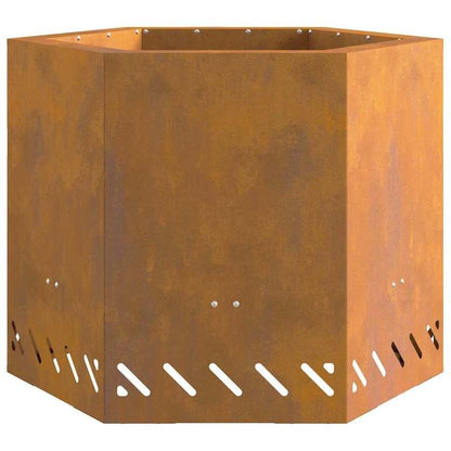 Large Rectangular Brown Metal Fire Pit - 58x58x51cm Outdoor Indoor Patio Heater, Durable Modern Design for Garden, Terrace & Winter Heating, Cozy Gatherings - Compatible with Firewood & Log Burners (No Ignition System Include