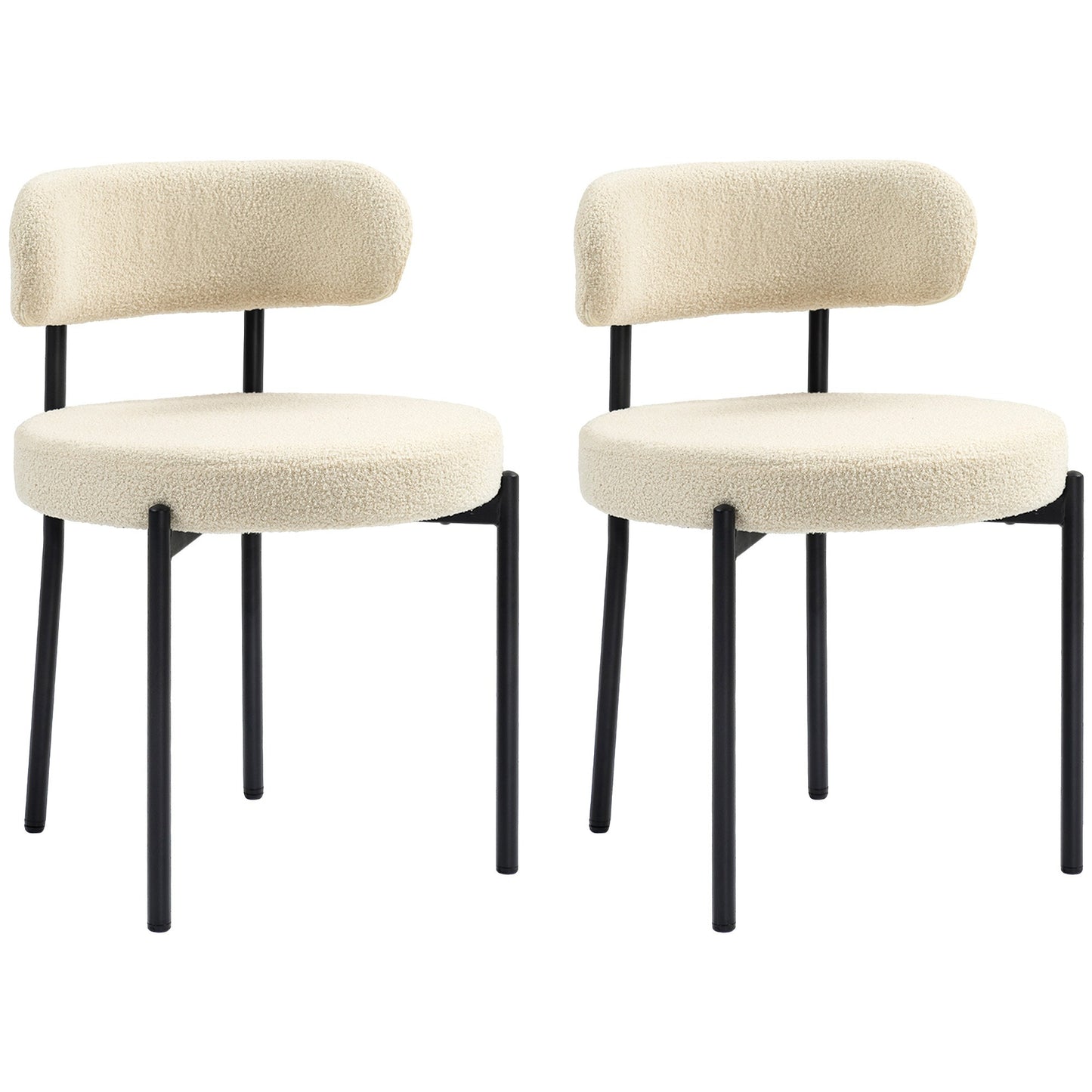 Eetkamerstoel – Stoel – Zitmeubel – Armstoel – Designstoel – Gestoffeerd Beige – Zwart Stalen Frame – Comfortabele Zitting