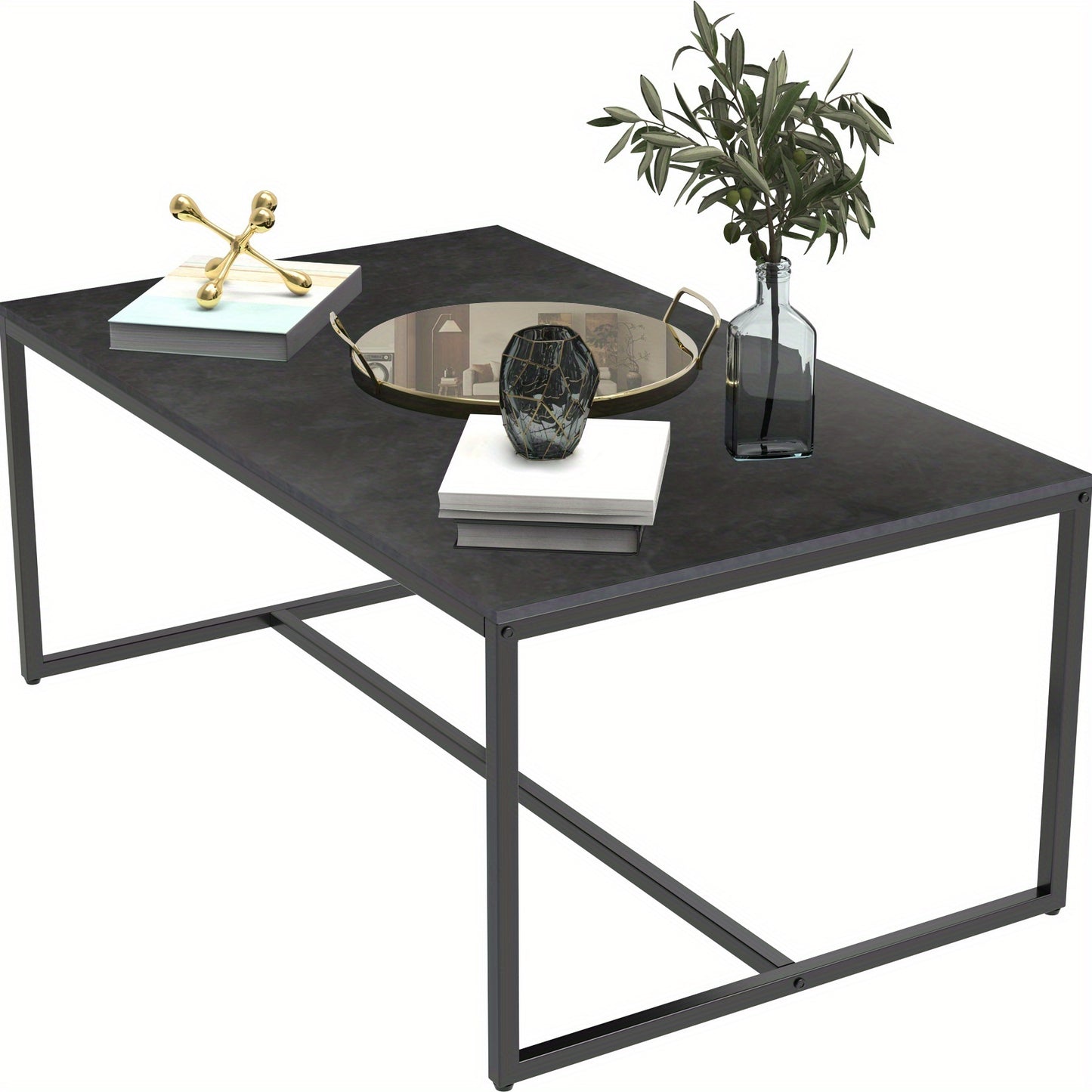 Salontafel – Koffietafel – Tafel – Woonkamertafel – Bijzettafel – Modern Italiaans Design – Sintered Stone Blad – Kras- en Hittebestendig – Zwart Metalen Frame – Eenvoudige Montage – Luxe Marmerlook – Onderhoudsvrij