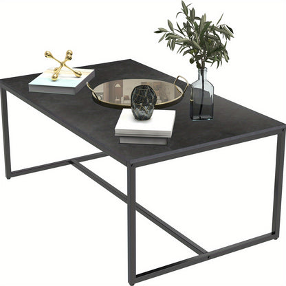 Salontafel – Koffietafel – Tafel – Woonkamertafel – Bijzettafel – Modern Italiaans Design – Sintered Stone Blad – Kras- en Hittebestendig – Zwart Metalen Frame – Eenvoudige Montage – Luxe Marmerlook – Onderhoudsvrij