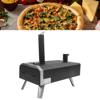 Pizzaoven – Draagbare Pizza Grill – Buitenoven – Houtgestookte Oven – Pizza Cooker – Roestvrij Staal – Ingebouwde Thermometer – Bakoppervlak 30,5 cm