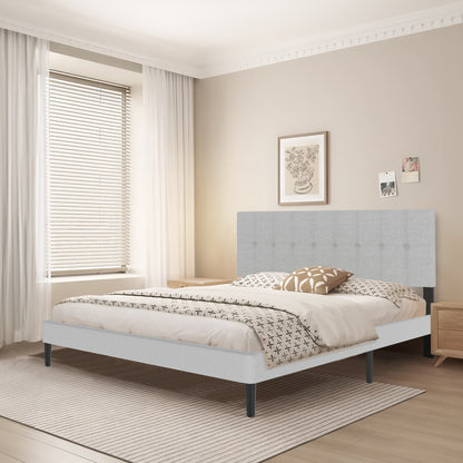 Bedframe – Bedombouw – Bedbodem – Ledikant – Boxspring – Lichtgrijs Linnen – 160x200 cm – Draagkracht 300 kg