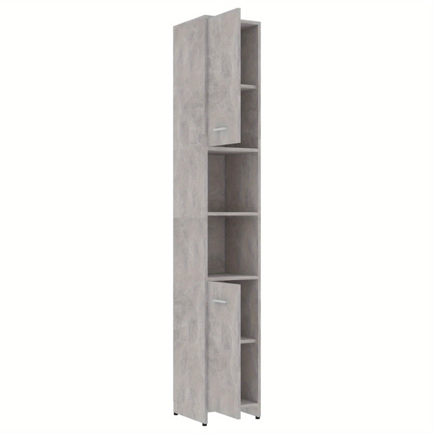 Badkamerkast – Opbergkast – Kolomkast – Kast Met Deuren – Smalle Badkamerkast – Beton Grijs – 30x30x183,5 cm – Gemaakt Van Hygiënisch Kunstmatig Hout