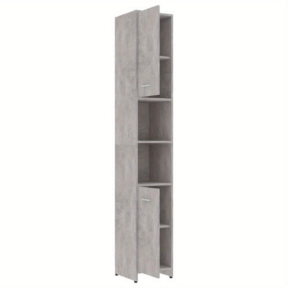 Badkamerkast – Opbergkast – Kolomkast – Kast Met Deuren – Smalle Badkamerkast – Beton Grijs – 30x30x183,5 cm – Gemaakt Van Hygiënisch Kunstmatig Hout