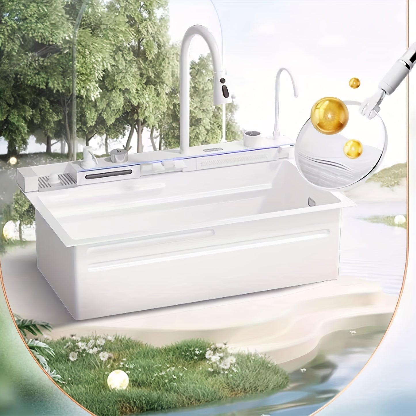 Keukenspoelbak – Spoelbak – Wasbak – Gootsteen – Enkele Spoelbak – Roestvrij Staal – Dubbele Bak Met LED Timer En Kraan Zonder Elektriciteit