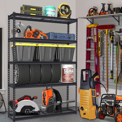 Heavy-Duty 5-Tier Steel Shelving Unit - 120x45x180cm Garage Storage Rack | Capacity for Home Use, Standing Shelf