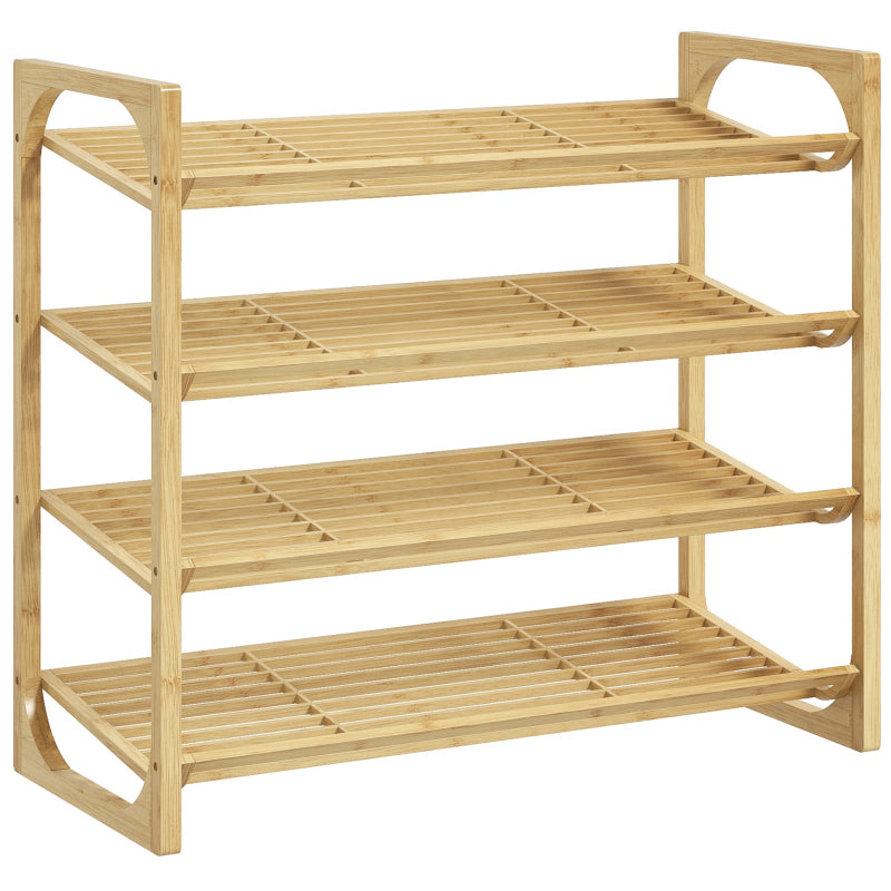 Bamboe Schoenenrek – Schoenenkast – Schoenrek – Schoenopberger – Schoenenhouder – 4 Lagen Voor 12 Paar Schoenen – Duurzaam Natuurlijk Bamboe 76x33x67 cm