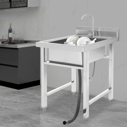Keukenspoelbak – Spoelbak Keuken – Wasbak Keuken – Gootsteen – Enkele Spoelbak – Roestvrij Staal – 45x41x23 cm – Verstelbare Pootjes & Snelle Afvoer