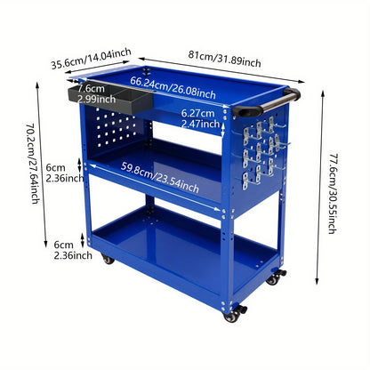 Verrijdbare Gereedschapswagen – Werkplaatswagen – Opslagwagen – Transportwagen – Tuinwagen – Stevig Stalen Frame – Draagvermogen 250 kg