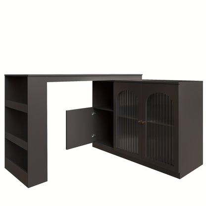 A 360-Degree Rotating Bar (Dimensions 120 X 40 X 97 Cm), Featuring a Sleek Modern Design with Black Rotating Dining And Bar Cabinets, Offering Multifunctional Storage Equipped with Glass Doors.