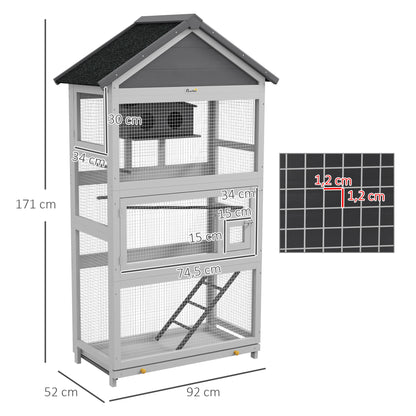 Vogelkooi – Papegaaienkooi – Parkietenkooi – Vogelvolière – Vogelhuis – Ruim 92x52x171 cm – Waterdicht Asfalt Dak
