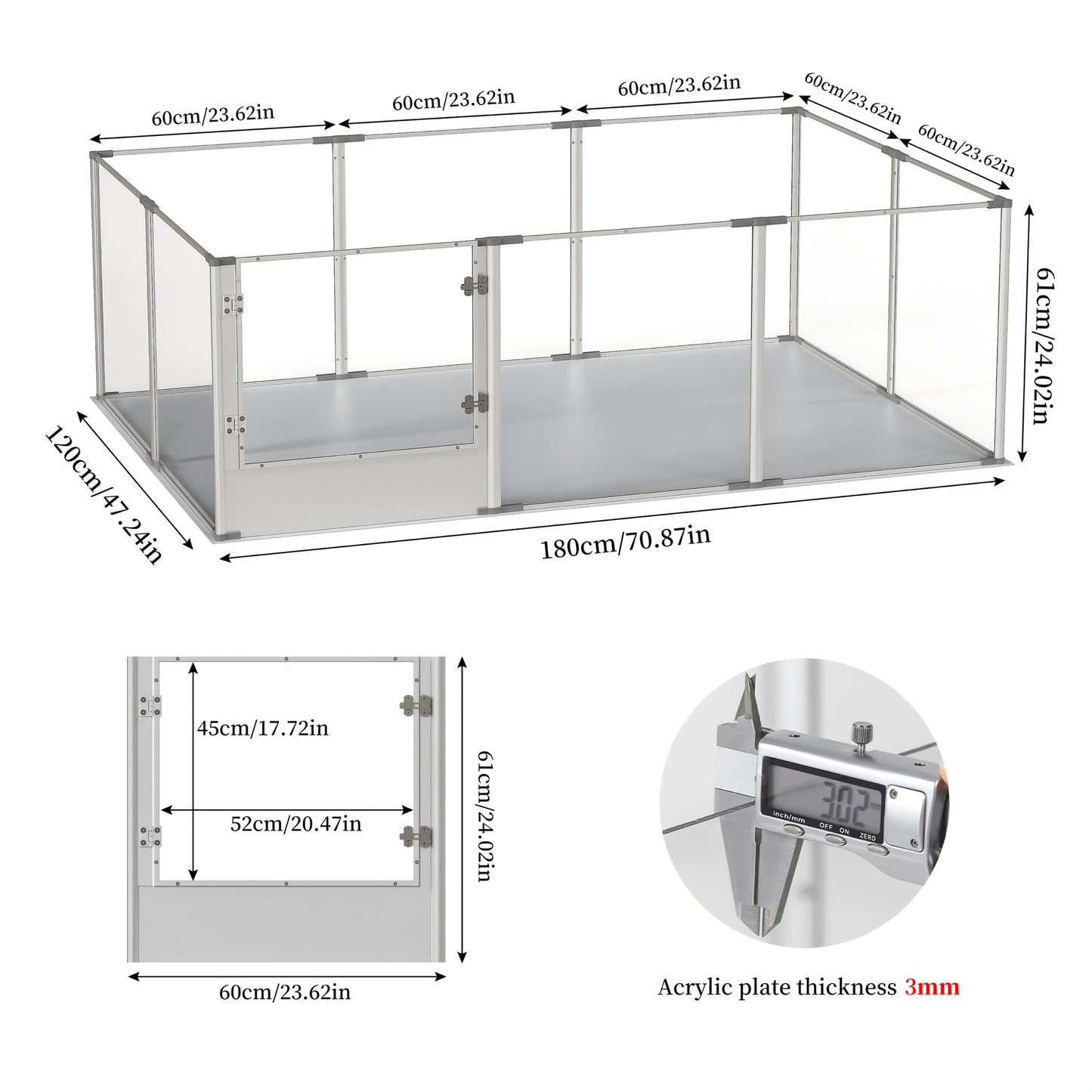 Acryl Hondenren – Hondenbox – Puppyren – Dierenren – Binnenren – 10 Panelen – Krasbestendig Acryl – Waterdichte Antislip Mat