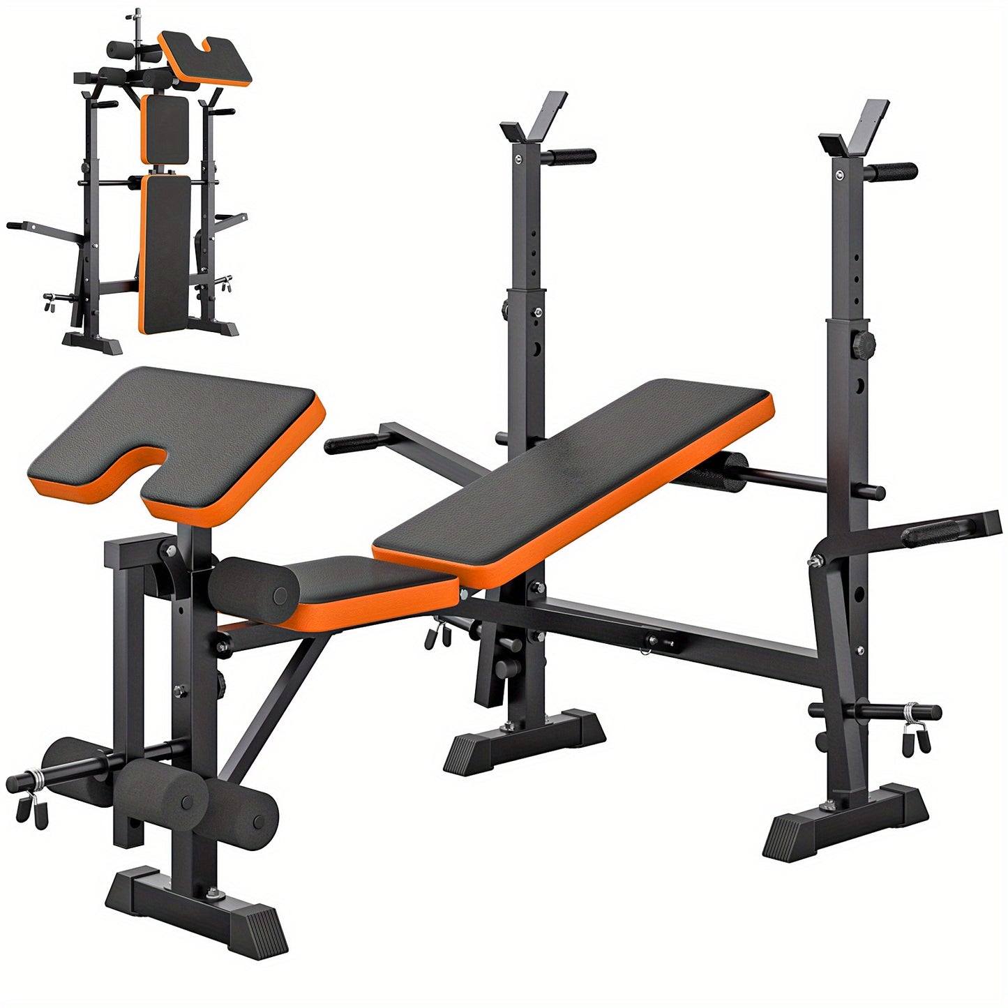 Bankdrukbank – Halterbank – Fitnessbank – Trainingsbank – Bench Press – Verstelbaar – Multifunctioneel Met Squat Rack & Leg Extension – Max. Belastbaar 150 kg