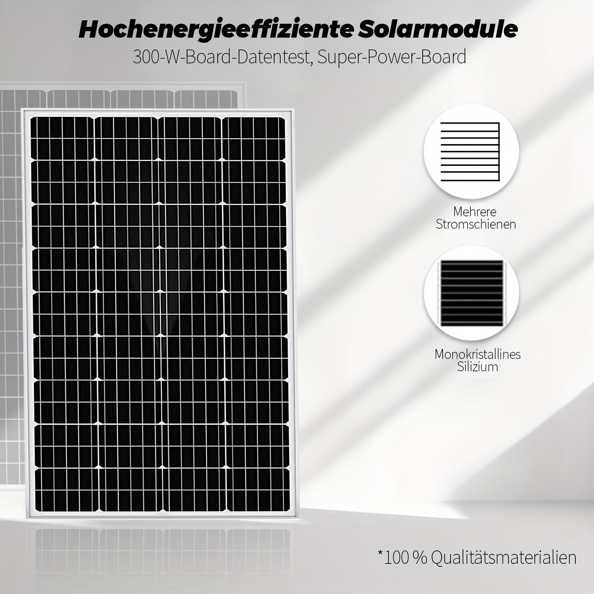 300W Zonnepaneel – Zonnepaneel Module – Solar Module – Fotovoltaïsch Paneel – Monokristallijn Paneel – 18V Hoog Rendement 23% – Weerbestendig Aluminium Frame