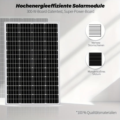 300W Zonnepaneel – Zonnepaneel Module – Solar Module – Fotovoltaïsch Paneel – Monokristallijn Paneel – 18V Hoog Rendement 23% – Weerbestendig Aluminium Frame