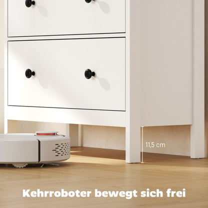 Ladenkast – Ladekast – Commode – Kast – Opbergkast – Wit met zwarte knoppen – Duurzame houten constructie – Ruime 4 laden (≥3,2 cu ft)