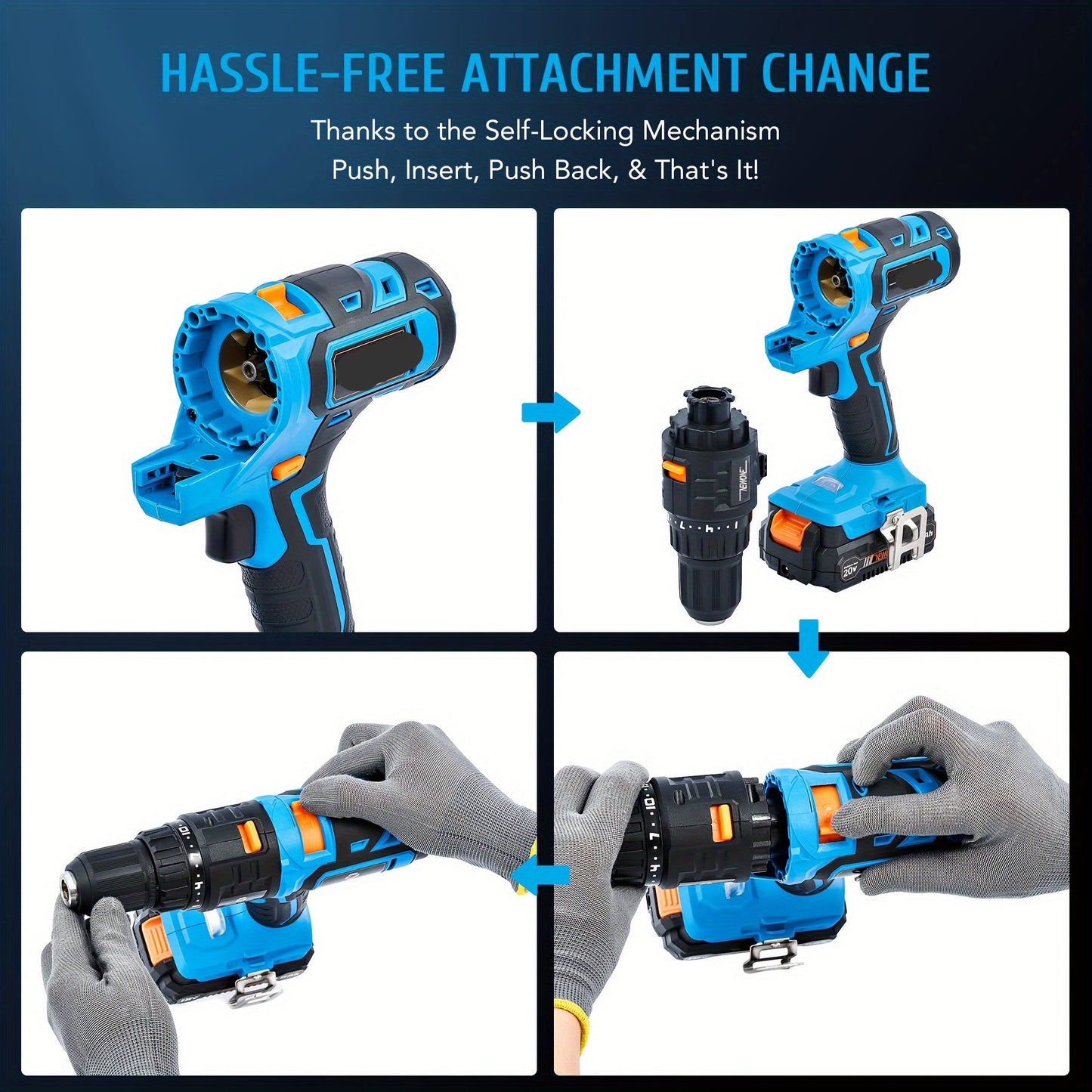 6in1 - 18V Accu Gereedschapset – Draadloze Boorset – Klusset – Elektrisch Gereedschap – Brushless Motor – 4000mAh Lithium-Ion Accu