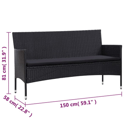 Loungebankset – loungeset – tuinmeubelset – hoekbank – tuinbank – Poly Rattan – Inclusief Dikke Kussens – Stevig Gepoedercoat Stalen Frame – Grijs