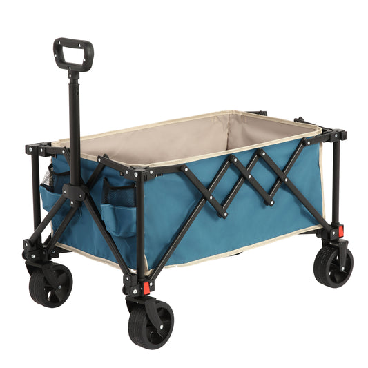 Folding Trolley, Folding Travel Trolley with Omni-Directional Wheels, Heavy Duty Garden Trolley, Gardening Trolley with Adjustable Handle, Practical Outdoor Travel Trolley for Camping Shopping Sports Fishing