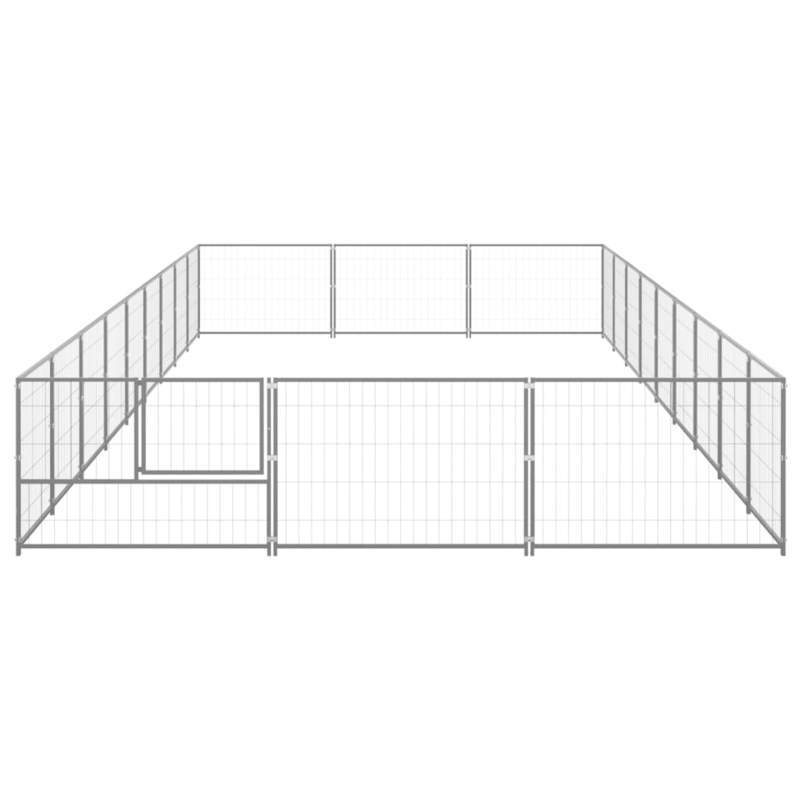 Hondenren – Hondenomheining – Huisdierenren – Hek – Buitenren – Silvery – 27m² Oppervlakte – Stevig Heavy-Duty Stalen Frame