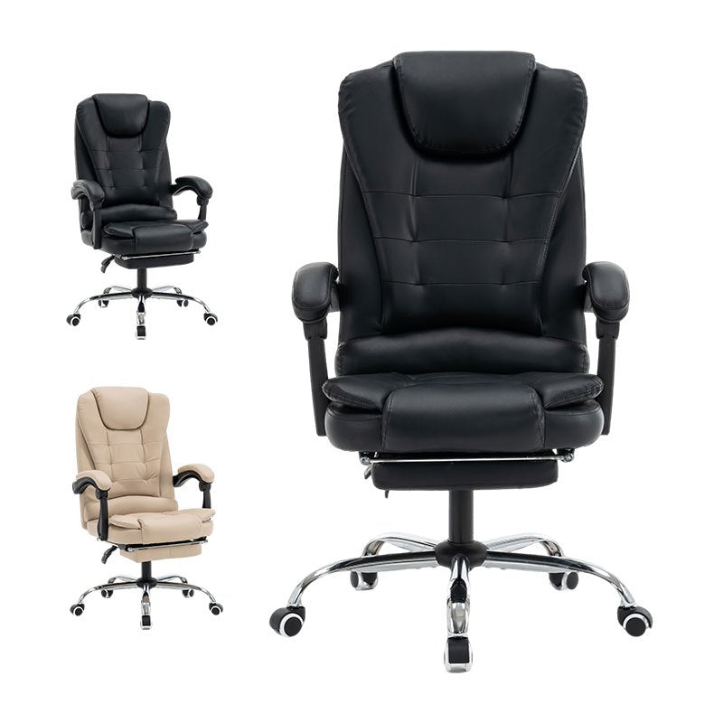 Bureaustoel – Office Chair – Gamestoel – Draaistoel – Computerstoel – Met Geheugenschuim Zitting – Ingebouwde Uittrekbare Voetsteun – Verstelbare Armleuningen – Beige