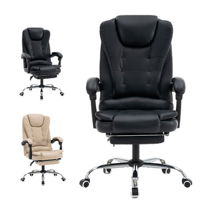 Bureaustoel – Office Chair – Gamestoel – Draaistoel – Computerstoel – Met Geheugenschuim Zitting – Ingebouwde Uittrekbare Voetsteun – Verstelbare Armleuningen – Beige